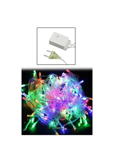 100 Ledli Renkli 5 Fonksiyonlu 10 Mt Led Yılbaşı Ağaç Süsü Sarkıt