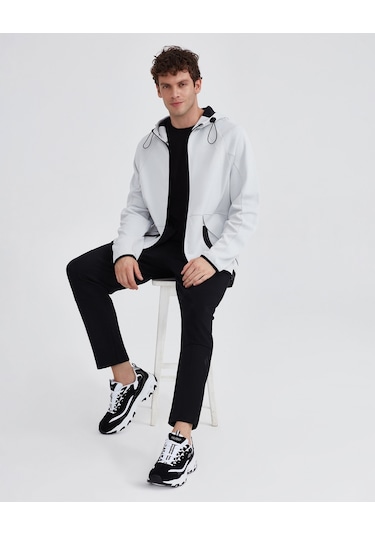 Skechers M 2Xı-Lock Full Zip Hoodie Sweatshirt Erkek Stone Fermuarlı Eşofman Üstü S232184-043 Gri