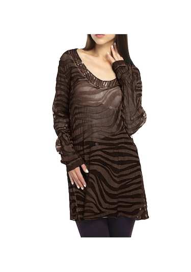 Bulalgiy Kadın Kahve Ipek Plaj Tunik - Bga067947