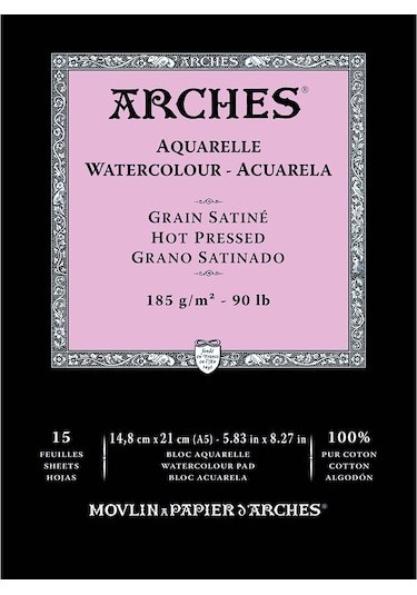Arches Suluboya Defteri Blok Sıcak Baskı 185 G 15x21 Cm. 15 Yp