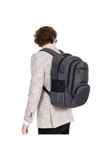 Dada 04 Gri Laptop Sırt Çantası 14-15,6 İnç Usb Aparat Ortopedik Sırt  Darbe Emici Koruma