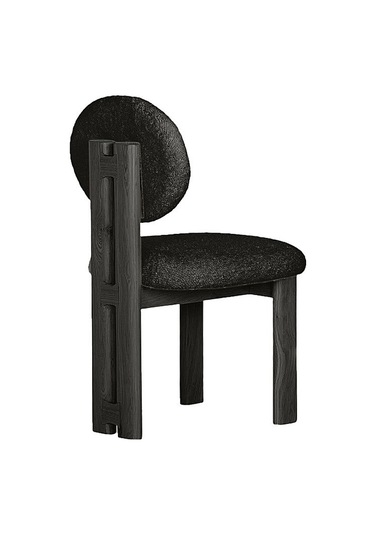 Coco İskandinav Teddy Natural Ahşap Bohem Sandalye Siyah - Antrasit