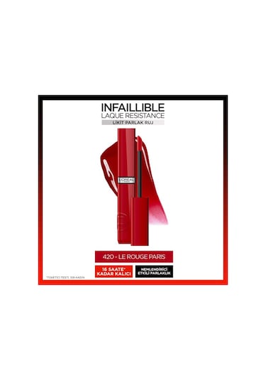 L'Oréal Paris Infaillible Resistance Likit Parlak Ruj 420 Le Rouge Paris