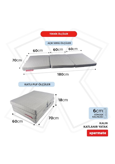 Xpermate Katlanır Yatak Yer Yatağı Misafir Yatağı