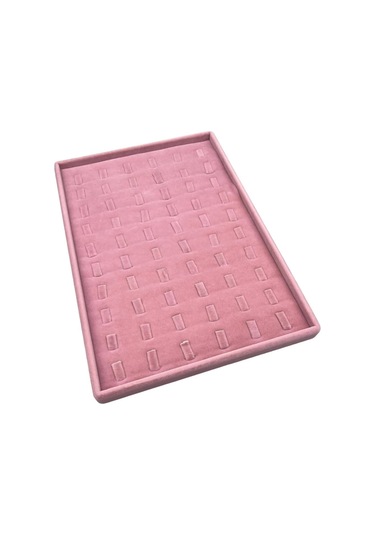 Yerli Üretim Süet Kumaş Pembe 34/24 Cm Dikine Tırnaklı Çekmece Içi Yüzük Tablası Çok Renkli