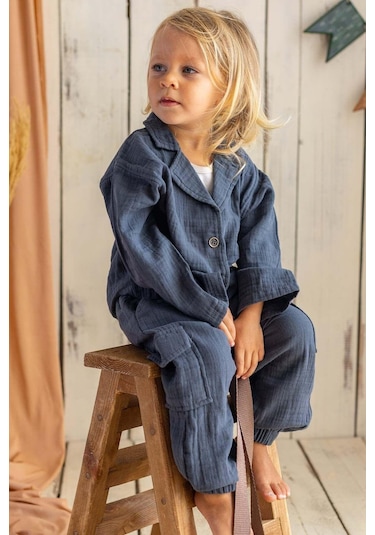 Oliventhekid Müslin Kumaş Antrasit Kargo Pantolon Antrasit Antrasit