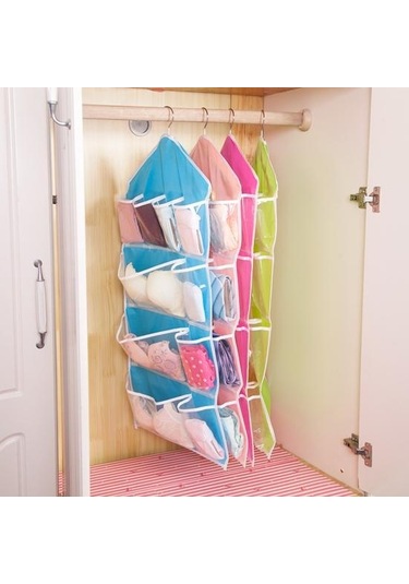 Mavi Dolap Çok Amaçlı Asılı Çanta Çorap Sütyen İç Giyim Raf Askı Depolama Organizatör Mavi Mavi Dolap Çok Amaçlı Asılı Çanta Çorap Sütyen İç Giyim Raf Askı Depolama Organizatör Mavi