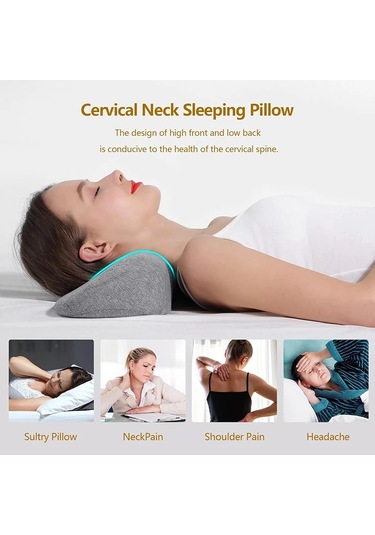 Servikal Yastık, Hafızalı Köpük Kontur Yastığı, Yan Uyuyan Yatak Gri