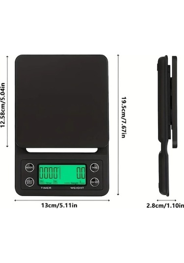 Trendooze Gaojunshop01 Siyah Kahve Terazisi - 0.0 Oz Hassas Ölçümli Zamanlayıcı Siyah