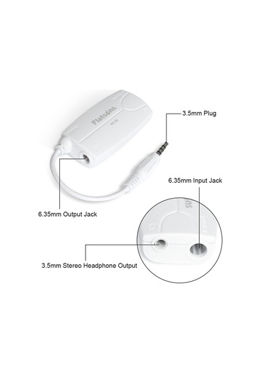 Yaozixa Gitar Ve Bas Girişli Akıllı Telefon/tablet Efekt Çevirici - 6.35mm Ve 3.5mm Çıkışlı Beyaz Adaptör