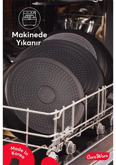 Ceraware Hona Daily 9 Parça Tak Çıkar Saplı Iç Içe Geçebilen Seramik Yapışmaz Tencere Tava Seti Siyah