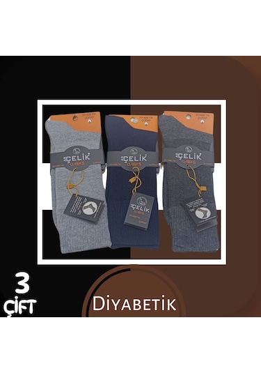 Asçelik 3 Lü Diyabetik Erkek Çorap Asörti Renk Çok Renkli