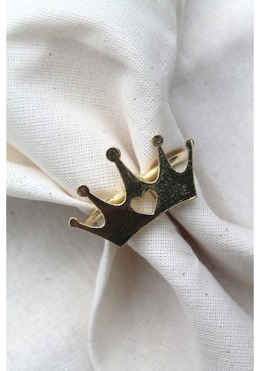 6 Adet Dekoratif Gold Queen Peçete Halkası - Napkin Ring