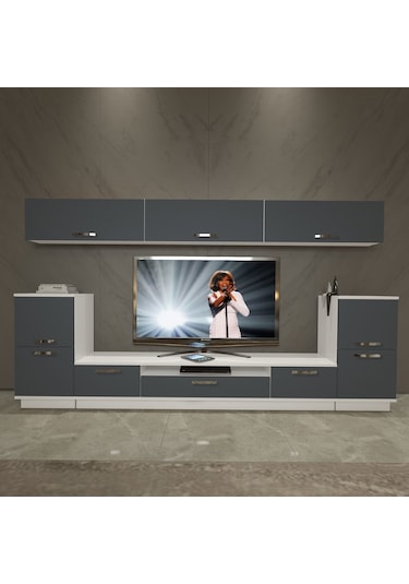 Decoraktiv Trendstyle 9 Mdf Tv Ünitesi Tv Sehpası Beyaz - Antrasit