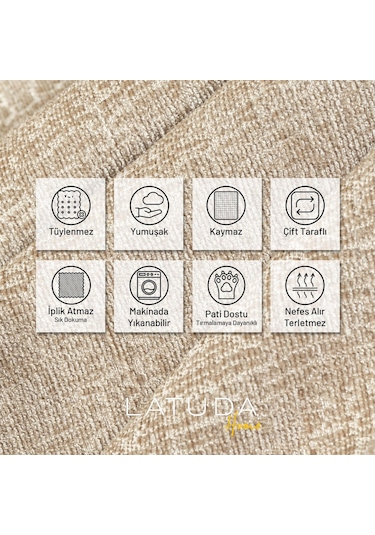 Jakarlı Şönil Koltuk Örtüsü Kanepe Örtüsü Koltuk Şalı 110x175 2 Ad. Kaymaz Bej Bej