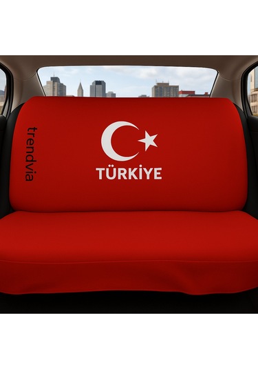 Türkiye Ay Yıldız Bayraklı Ön Ve Arka Oto Koltuk Kılıfı Seti Penye Servis Tipi Koltuk Koruyucu