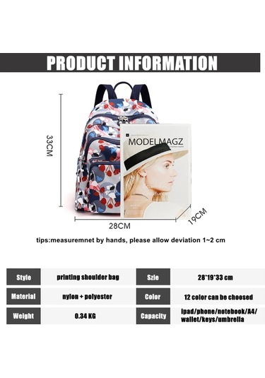 Kadınlar İçin Baskı Sırt Çantası Seyahat Yüksek Kapasiteli Su Çok Renkli