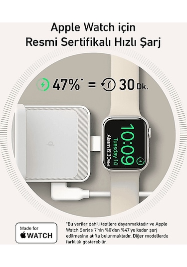 Anker Maggo Katlanabilir 3'ü 1 Arada Kablosuz Şarj İstasyonu Beyaz