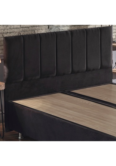 Nironyatak Niron Ela Baza Ve Başlık Seti 150X200 Cm Çift Kişilik Siyah Kumaş