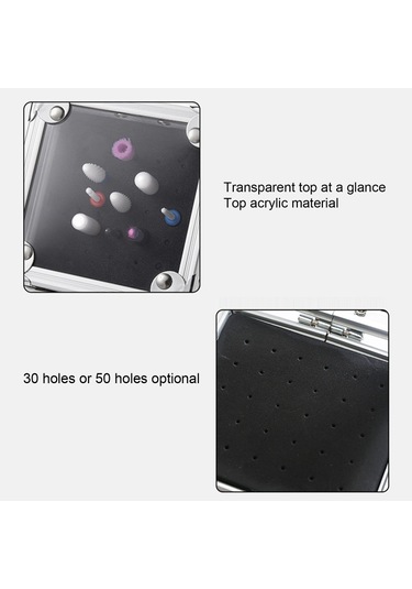 Mufunye 30 Delikli Oje Başlığı Saklama Kutusu, Taşınabilir, Gümüş