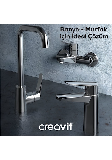 Creavit Bevel Lavabo Banyo Eviye Bataryası 3'lü Set BV1500-BV2500-BV8500 Krom