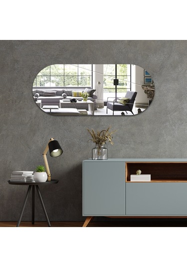 Ayna Düz Ayna Victory Tasarım Kanallı Oval Ayna 50cm X 120cm Düz Ayna
