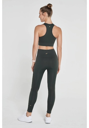 Jerf Gela Yüksek Bel, Esnek Ve Toparlayıcı Spor Tayt Yeşil