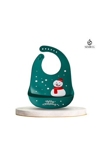 Yeşil Renk Kar Tanrısı Ve Merry Christmas Desenli Silikon Önlük