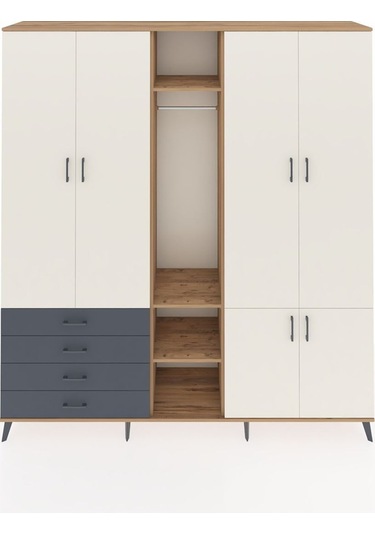 Hyperion Dolap 14 Raflı 4 Çekmeceli Tek Askılı 220x44x243 Çam-aytaşı/antrasit Aytası/antrasıt Hyperion Dolap 14 Raflı 4 Çekmeceli Tek Askılı 220x44x243 Çam-aytaşı/antrasit Aytası/antrasıt