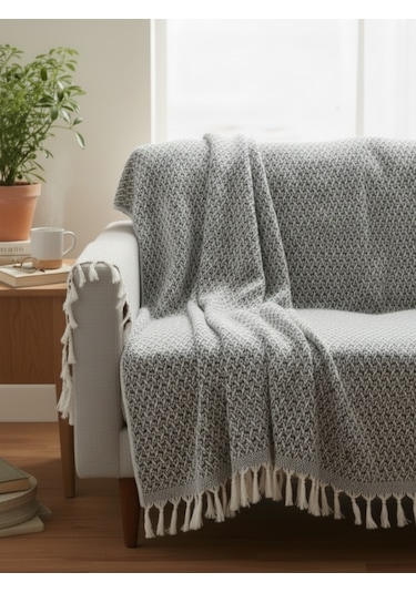 Beylini Çok Amaçlı Örtü Koltuk Çekyat Kilim Yatak Piknik Örtüsü Zemin Kaplama Yıkanabilir Saçaklı 170x200 Cm Siyah