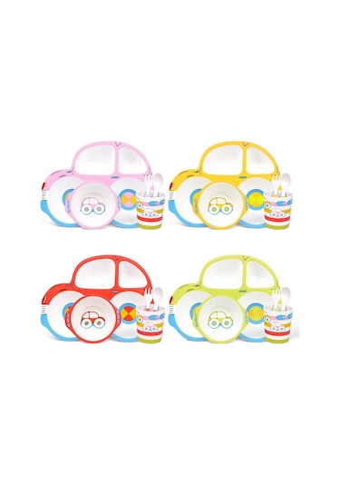 Sones Çocuklar İçin Bambu Elyaf Karikatür Yemek Tabağı Pembe