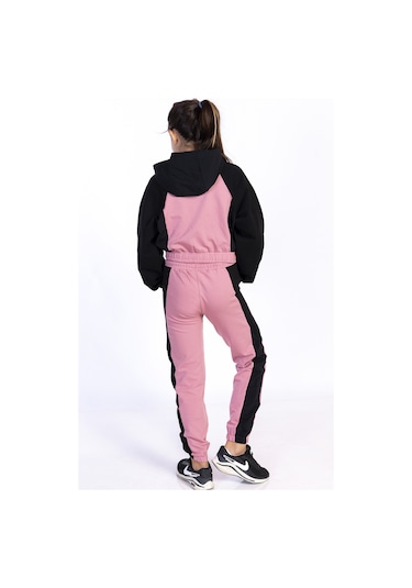 Toontoy Kız Çocuk Blok Renkli Eşofman Takımı Gül Kurusu