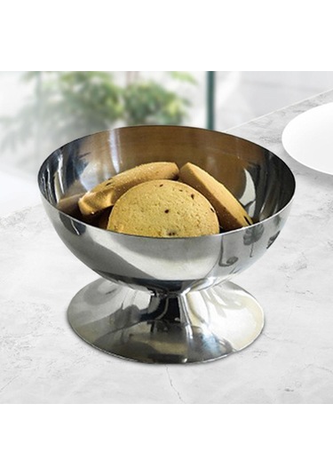 Homyl Paslanmaz Çelik Dondurma Fincan Tatlı Parti Bebek 6cm Gümüş