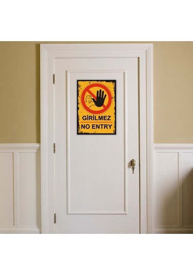 Girilmez No Entry Retro Vintage Ahşap Poster 366511