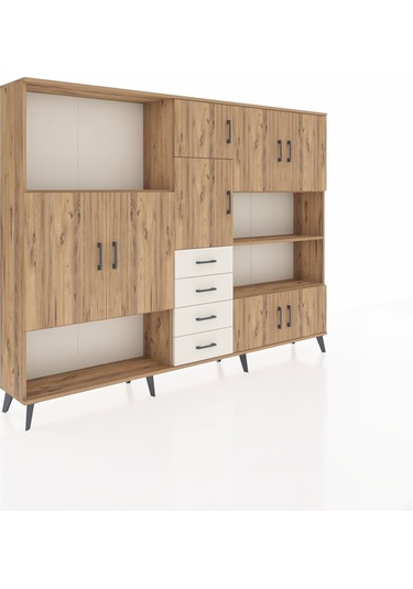 Arges Dolap 9 Raflı 4 Çekmeceli 8 Kapaklı 220x30x163 Çam-çam/ayta Çam-çam/aytaşı
