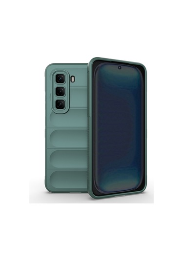 Mobilteam İnfinix Hot 50 4g Kılıf Esnek Tpu Oyuklu Arka Yüzey Tasarımlı Etnik Silikon Yeşil