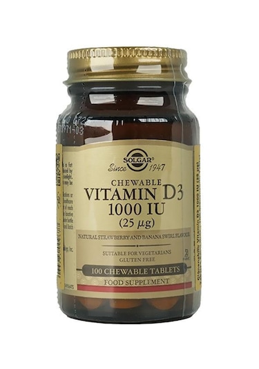Solgar Chewable D3 1000IU Çiğnenebilir Vitamin 100 Tablet