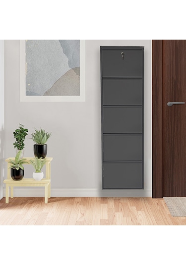 Kilitli 5'li Metal Ayakkabılık Siyah Kilitli 5'li Metal Ayakkabılık Siyah