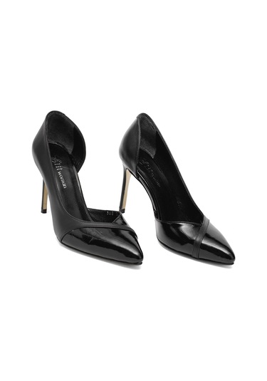 Elit Arlena Kadın Hakiki Deri Stiletto Siyah Siyah