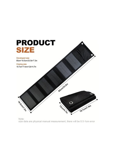 Motion003 Siyah Takım Elbise 6 Katlı Güneş Şarj Cihazı Pil Paneli Taşınabilir Güç Kaynağı Hızlı Usb Şarj Fotovoltaik Kamp Rv Güneş Paneli