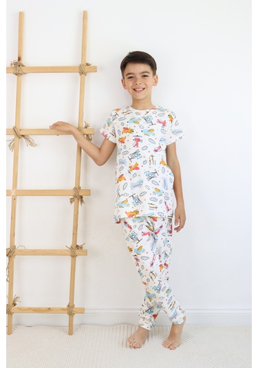 Harika Kids Erkek Çocuk Baskılı Pamuklu Penye Kumaş Pijama Takımı 001