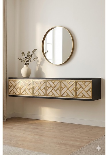 Da1238atg Arex Dresuar , Antre Hol Rafı Antrasit-traverten-gold 120cm