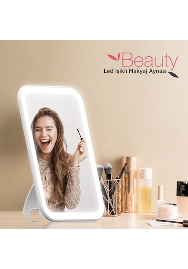 Polosmart Psc 20 Şarjlı Led Işıklı Makyaj Aynası Beyaz