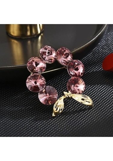 Novahub Parlak Avrupa Çiçek Fiyonk Yuvarlak Zirkon Broş Tatlı Doğal Çok Yönlü Tek Ürün Palto Takım Aksesuarları Pembe Pembe