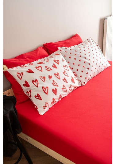 Soley Mix & Match Lover %100 Pamuk Çift Kişilik Nevresim Seti Kırmızı