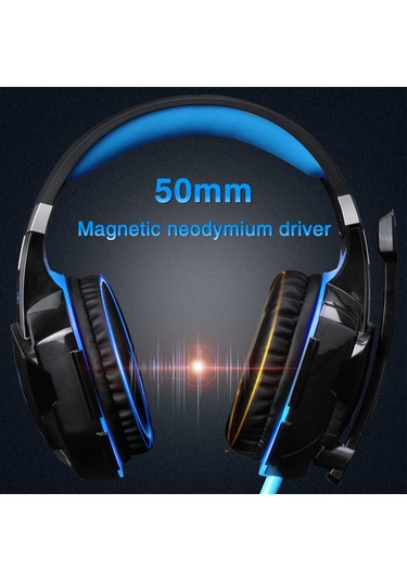 Mufunye Kotıon Each G2000 Kablolu Oyun Kulaklığı 50mm Sürücü 360 Surround Ses Mikrofonlu Gürültü Engelleme Işıklı Siyah-kırmızı