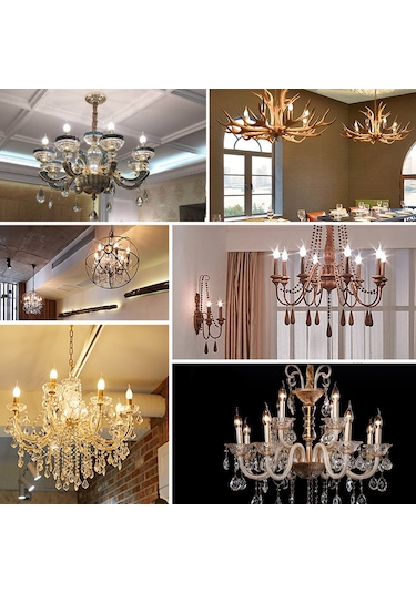 Youtek 9'lu Paket E14 Armatürlü 4w Led Mum Ampulü 2700k Isık Tonu 220v Cam Gövde Transparan