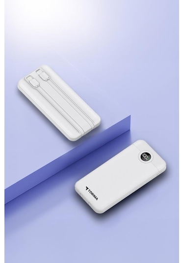 Torima TRM-1015 10000 mAh 2 Çıkışlı Taşınabilir Hızlı Şarj Dijital Göstergeli Powerbank Beyaz