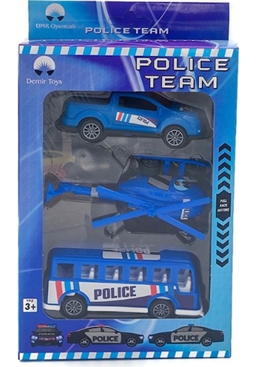 Demir Toys Polis Seti Helikopterli 3lü