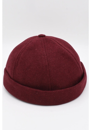 Kışlık Yeni Stil Yün Retro Hip-Hop Docker Şapka Bordo-Bordo-Standart
